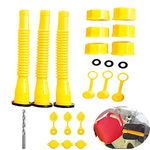 25pcs Gas Can Nozzle Replacement, Gas Spouts for Gasoline 5 Gallon, Gas Can Spout Kit with Flexible Nozzles, Screw Collar Caps, Thicker Gasket, Spout Cap, Drill Bit and Fuel Vent Caps for Most Cans.