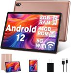 Tablet 10.1 inch Android 12 Tablet 2023 Latest Octa-Core 2.0GHz CPU with 8（4+4） GB RAM 64GB ROM/512GB Expandable, 5G WiFi, 5MP Camera Tableta (Gold)