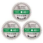 OA-BRES 4-1/2'' 40T Fine Finish Wood Cut Circular Saw Blade with 3/8 Inch Arbor, TCT ATB Trim Saw Blade - 3 Pack, Silver