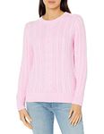 Amazon Essentials Women's Fisherman Cable Long-Sleeved Crewneck Sweater (Available in Plus Size), Light Pink, L