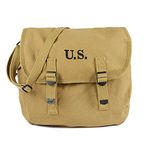 SMONT WW2 US M1936 Canvas Messenger Bag, 12" Vintage Tactical Musette Satchel Bags Military Crossbody Haversack, Khaki, 1