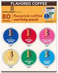 Intelligent Blends Flavored Variety Pack, 80ct. Solar Energy Produced Recyclable Single Serve Flavored Coffee Pods Variety Pack - 100% Arabica Coffee California Roasted, KCup Compatible