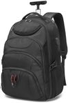 Boavan Rolling Backpack,17 inch Water Resistant Wheeled Backpack,Carry on Luggage Business Bag, Overnight College Computer Trolley Suitcase for Men Women Adults to Travel，Black