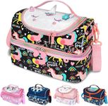 EXILOM Kids Lunch Bag, thermal Insulated Lunch Box for Girls Boys, Insulated Two layer Cooler Bag, Lunch Bag Toddler Teen, School Travel bags, Water Bottle and lunch box Holder with Adjustable Strap