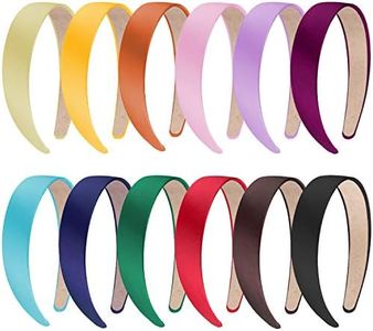 SIQUK 12 Pieces Satin Headbands 1 Inch Wide Non-slip Headband Colorful Headbands DIY Hair Headband for Women and Girls,12 Colors