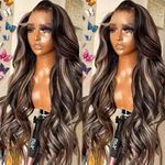 UNICE 12A Chocolate Brown Blonde Body Wave 13x4 Lace Front Wigs Human Hair Balayage Highlights Glueless Frontal Wigs Pre Plucked with Baby Hair Natural Hairline 150% Density 16inch