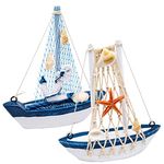 LTHERMELK 2 Pcs Seaside/Nautical Theme Wooden Sailboat Model,Weddings/Home Decor, Beach & Costal Themed Arts and Crafts Projects & Parties