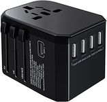 Universal Travel Adapter, International Power Adapter Over 210 Countries Plug Adapter with High Speed 4A 4X USB, 3.0A 1x Type-C Wall Charger for Europe, UK, US, AUS, Asia