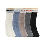 QKURT 5 Pairs Fluffy Slipper Socks, Bed Socks Cosy Coral Fleece Socks Fuzzy Socks Winter Warm Soft Socks Comfy Thicken Socks for Men Women