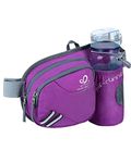 WATERFLY Waist Pack Fanny Pack Bum Bag Hip Pack Running Bag Waist Bag Running Belt Sack Water Resistant with Bottle (Not Included) Holder for Hiking Camping Dog Walking Nylon Fabric, (Brown) (Purple)