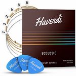 HAVENDI® Guitar Strings acoustic guitar - brilliant sound quality steel strings for acoustic guitar coated with phosphor bronze (6 string set) incl. 3 picks