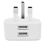 Double USB Charger Plug UK, DGTRD 12W/2.4A 3 Pin Plugs Dual USB Port Wall Mains Charger Head for iPhone 14 13 12 11 Pro Max/Xs/XS Max/XR/X/8/7/6/Plus etc