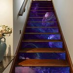 FLFK 13Pcs 3D Galaxy Star Field in Space Self-Adhesive Stair Stickers Peel and Stick Staircase Stickers for Home Nursery Stair Riser Decor 39.3" w x 7" h