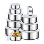 LELE LIFE 10 Pack Stainless Steel Food Containers with Lids- 8 & 13 & 20 & 28 & 41 Oz - Nesting Stainless Steel Food Storage Containers for Leftovers, Lunch Box, Snacks, Camping, Picnic