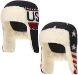 Liitrsh 2 Pcs USA Winter Hat America Flag Winter Hats USA Company Trapper Hat Ushanka Russian Hat with Ear Flap, One Size