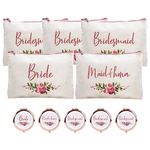 CARAKNOTS Bridesmaid Gifts Set of 10 Bridesmaid Proposal Gifts for Maid of Honor Bridesmaids Makeup Bag Wedding Bachelorette Gifts for Bride Bridesmaids Cosmetic Bag Wedding Party Favors Bulk