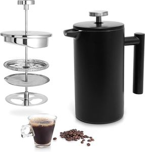 One&One Black Coffee Plunger 2 cup, French Press Coffee Maker, Travel Plunger Coffee Press for coffee&tea.