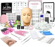 Hoka Lash Eyelash Extension Kit & Training Course and Certification, Professional Lash Extension Kit for Beginners Includes Practice Mannequin Head, Lash Trays, Glue, Tweezers, Fan & More