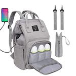 Baby Diaper Bag Backpack, Multi-Function Waterproof Maternity Nappy Bags with USB Port for Mom & Dad, Large Capacity (Grey)