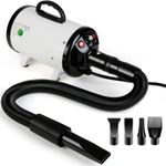 Dog Hair Dryer - 3.2 HP 2400W Stepless Speed Pet Dryer Machine Gooming Blower for Large Dogs Blaster with Heat Cold Wind, Strong Power, Home Use, White