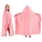 Hiturbo Kids Hooded Bath Towel: Premium Ultra Soft Beach Swimming Towels for Boys Girls Pink