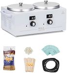 Double Wax Pot Warmer Professional - At Home Waxing Kit Digital For All Hair Types - Eyebrow, Facial, Bikini etc. (White Double Pot)