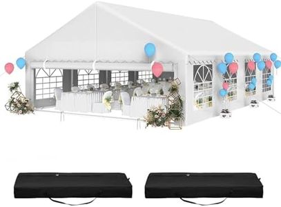 YITAHOME 20x33FT Heavy Duty Party PVC White Tent Wedding Event Shelters Upgraded Galvanized Ripple Canopy with Large Roof Removable Sidewalls & 4 Storage Bags 600D Oxford Commercial