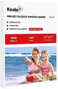 Koala Glossy Inkjet Photo Paper 11X17 Inches 48lb 100 Sheets Professional Glossy Photographic Paper Compatible with Inkjet Printer Use DYE INK 180GSM