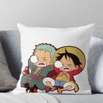 CRAFT MANIACS ONE Piece Zoro Luffy Sleeping Caricature 16 * 16 Pillow with Cover | UBER Cool Merch for ONE Piece Anime Lovers