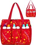 Red Bingo Bag with Kung Hei Fat Choy Pattern Bingo Lucky Bag Bingo Game Accessories for Luck Bingo Lucky Charms Good Luck Casino Bingo Gifts for Women Bingo Bags with Pockets for Bingo Markers Dobbers