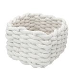 JJQHYC Cotton Rope Basket Woven Storage Baskets White Rope Desktop Basket Organizer Bathroom Storage Basket for Cupboard Nursery Decor