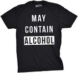 Mens May Contain Alcohol Funny Shirts Hilarious Drinking Novelty Cool T shirt (Black) - 3XL