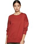 Amazon Brand - Symbol Women's Cotton Blend Crew Neck Sweat Shirt (AW18WNSSW36_Bossa Nova_Medium_Red, Bossa Nova_M)