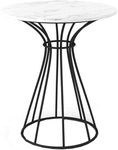 Akifi Craft Curvic Cone Side Table, Metal Wire Hour Glass Frame, Small Stylish Bedroom Nightstand, Marble Top, Mid-Century Modern Luxe Accent Furniture for Living Room, White/Black, 15" Wide (Black)