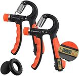 VINTEAM Hand Grip Strengthener (2 Pack) 11-132 lbs, Adjustable Resistance Forearm Strengthener, Grip Strength Trainer with Counter(0-999), Grip Ring, Grip Ball, for Muscle Building and Injury Recovery