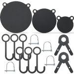 Syhood AR500 Steel Targets 3/8''-Gong Target Hanging Kit Include 3 Pcs 3.94"/5.91"/7.87" Steel Shooting Targets Metal Targets 6 Pcs Hang Hooks 2 Pcs Leg Brackets 4 Pcs Wire Lock Pins(Black)