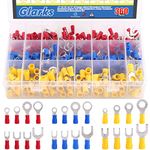 Glarks 360pcs 22-16/16-14/12-10 Gauge Quick Disconnect Electrical Insulated Spade Fork Ring Solderless Crimp Terminals Connectors Assortment Kit