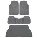 Motor Trend FlexTough Performance All Weather Rubber Car Floor Mats with Cargo Liner – Full Set Front & Rear Odorless Floor Mats for Cars Truck SUV, BPA-Free Automotive Floor Mats (Gray)