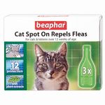 Beaphar, Cat Spot-On Repels Fleas, Plant-Based Parasite Protection, Contains Natural Herbal Extract Margosa, Up To 4 Weeks Of Protection, 3 Pipettes