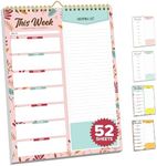 Decorably Meal Planner Pad with Shopping List Minimalist - Menu Planner for Fridge, 52 Easy Tear-Off Sheets Meal Planning Notepad, 7x10in Spring-Bound Magnetic Meal Planner for Refrigerator