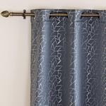 HOMEMONDE Blackout 8 Feet Long Door Curtain- 95% Light Blocking Thermal Insulation Thick Panels Pack of 2, Marble Gold Foil Print Curtains - (Grey - 96L x 46W Inch)