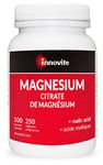 Innovite - Magnesium Citrate 250mg + Malic Acid 280mg, 100 Capsules | Helps the Body to Metabolize Nutrients | Gluten Free, Dairy Free, GMO Free