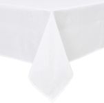 Hiasan Faux Linen Rectangle Tablecloth - Wrinkle and Stain Resistant Washable Table Cloth for Kitchen Dining Room Holiday Table Cover for Party Dinner, White, 54 x 80 Inch