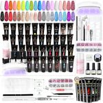 SAVILAND Poly Gel Nail Kit for Pretty Gift: 36 Colors PolyGels Kit Starter Enrich Castor Oil VE Poly Nail Gel with Slip Solution Mini U V Lamp for Quick Extension Nail Home DIY Beginner