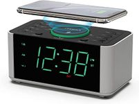 Alarm Clock Radio, 10W Wireless Charging, Snooze,Bluetooth Dual Alarm, Dimmer LED Display, Non Ticking Clock for Bedside iTOMA CKS910