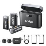 GODOX WEC Kit2 Wireless Lavalier Microphone with Noise Canceling, 200m(656ft) Transmission, 8H Battery Life, Wireless Mic for Cameras Compatible with iPhone Android Phone