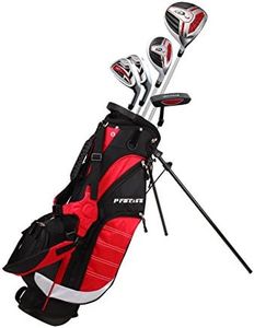 Remarkable Right Handed Junior Golf Club Set for Age 6 to 8 (Height 3'8" to 4'4") Set Includes: Driver (15"), Hybrid Wood (25*), #7, #9 Iron, Putter, Bonus Stand Bag & 2 Headcovers