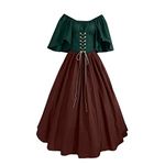 Women Costume Costume Women Costume Women Rennaisance Belt Dress 1800s Ball Red Maxi Skirt Plus Size Queen Costume Disfraz De para Mujer Costume Plus Size Shoes Women Tunic Gown(Coffee-2,S)