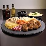 Navaris Slate Lazy Susan Serving Platter - 33cm Rotating Turntable Tray Board for Cheese Dessert Dishes Cake Snack Platters Tapas - Rotating Server