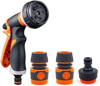 Kramer&Co. Gardening Hose Spray Gun Set- 8 Adjustable Patterns, High Pressure Nozzle Attachment for Watering Garden Plants Or Lawns, Car Washing, Cleaning Windows- Set Includes Hose Pipe Connectors